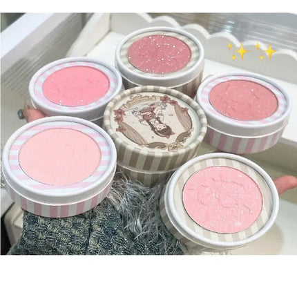 HERORANGE Dimensional Matte Shimmer Retro Almonds Blusher Rouge Enhancing Embossed Blush Fine Powder Monochrome Smooth Makeup
