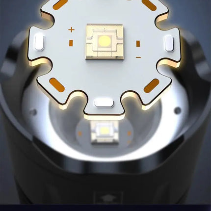 New model LED adjustable focus flashlight, USB rechargeable, aluminum alloy, high-intensity, outdoor camping self-defense flashl