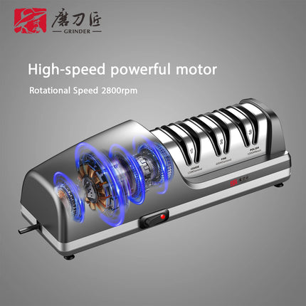 Electric Knife Sharpener Three-Speed Sharpening 100% Diamond Replaceable Sharpening Heads Suitable for All Kitchen Knives