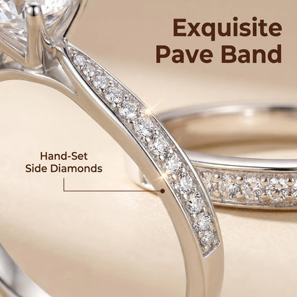1ct D VVS1100% Moissanite Ring Factory Price 925 Sterling Sliver for Women 6 Classic Trendy Engagement Wedding Jewelry Ring