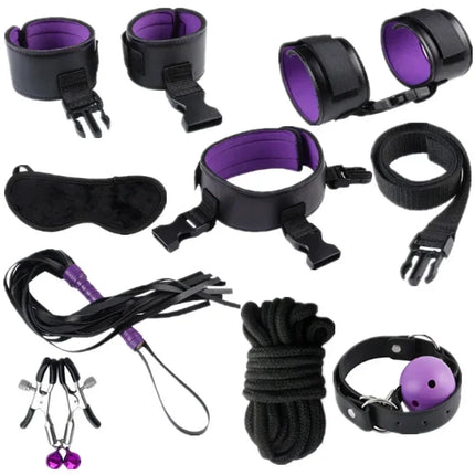 Leather Bondage Set BDSM Fetish Handcuffs Collar Erotic Toys Women Couples Adult Play Erotico Sexy Toys Sex Toys for Women Slave
