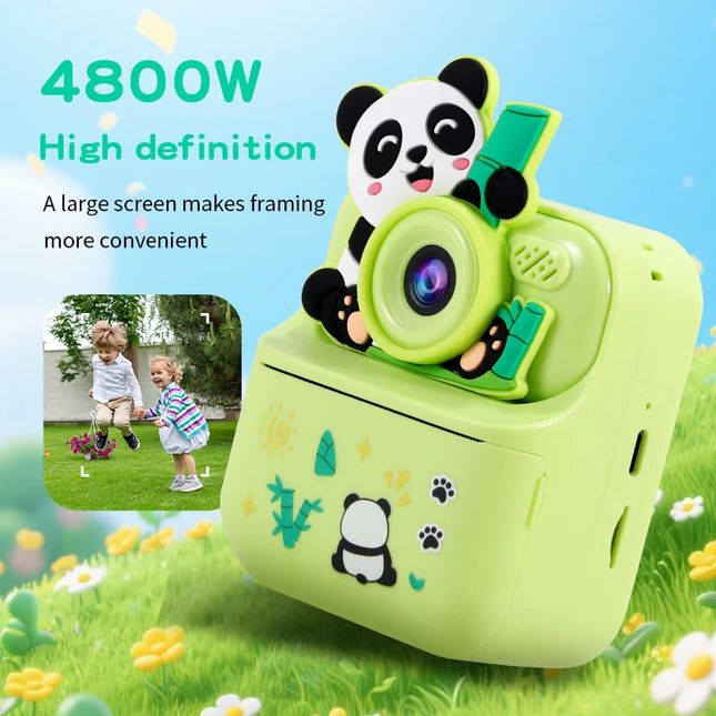 Children's Panda Print Camera 4800 Million High-Definition Pixels Can Take Photos and Videos, Mini Instant Camera Toy Birthday Gift