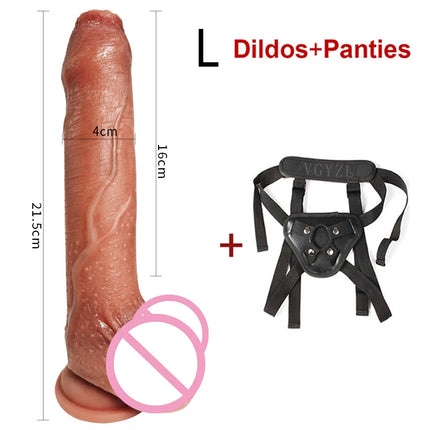 Realistic Dildo Sliding Foreskin Soft Silicone Penis G-Spot Stimulation Testis Huge Dick Suction Cup Dildos Sex Toy For Women Gay