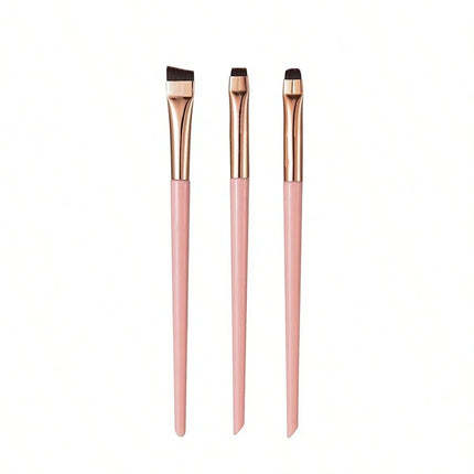 3Pcs Angled Eyeliner Brush Set - Micro-Fine Tip for Brows & Cut Crease, Vegan Professional Makeup Brushes (Studio Quality)