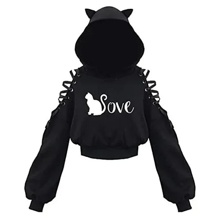 2021 Amazon European New Style Cute Cat Y-Back Sweatshirt Crew Neck China Made Other Patterned Hooded Sweatshirt For All Seasons