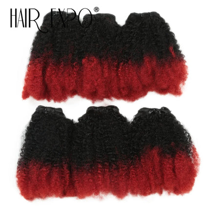 6PCS Afro Kinky Curly Hair Bundles 8" Synthetic Hair Weft Curly Weave Ombre Protein fiber Marley Twist Braiding Hair Extensions