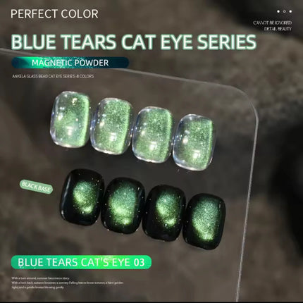 MIANEL Blue Tears Cat Eye Nail Polish Unique Blue Color and Magnetic Powder Create a Dreamy and Romantic Blue Nail Art Effect