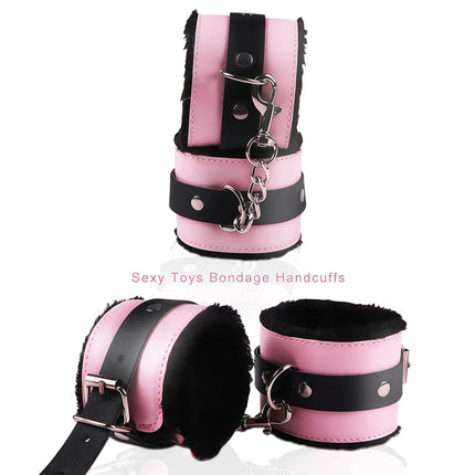 Sexy Toys Couple Bondage Equipment Fur Handcuffs Adult Games RolePlay Slave Tying Prop Soft Leather Whips Exotic Accessories 18+