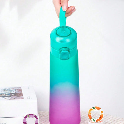 1pc 650ml Flavored Water Bottle with Random 1 Flavour Pods Air Water Bottle Frosted Black Air Camping Sport Fitness Cup