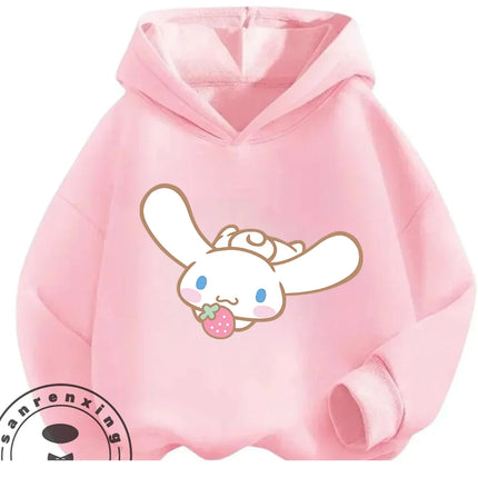 Cartoon Trendy Cinnamoroll Hoodie 3-14Y Boys Girls Autumn Winter Cute Kawaii Street Hot Fashion Outdoor Casual