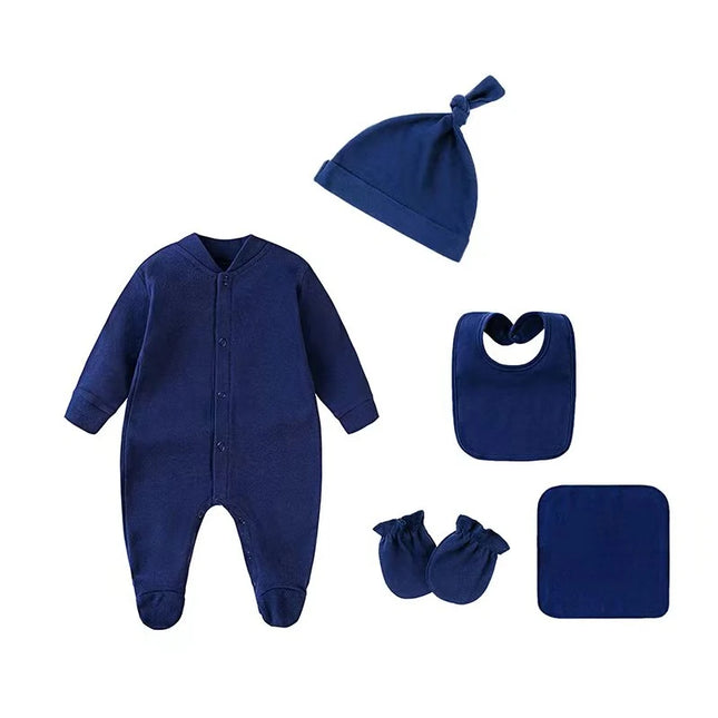 Newborn Footed Pajamas Boy Romper Long Sleeve Jumpsuit Cotton Solid White Fashion 0-12 Months Baby Clothes