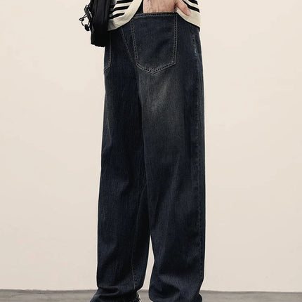 2025Spring Autumn New Men Straight Vintage Fit Jeans Casual Trousers High Quality Male Korean Fashion Baggy Wide Leg Denim Pants