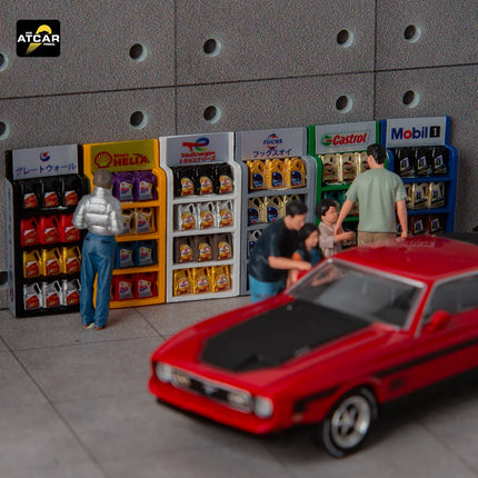 Kicarmod 1/64 S1 Series Oil Rack Stand Display Scene Resin Model Car Garage Accessory Diorama for Workshop Collection Gift