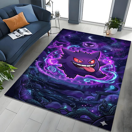 Potdemiel Pokemon Cards Gengar Area Rugs Carpet For Living Room Home Decoration Children's Crawling Living Room Game Floor Mat