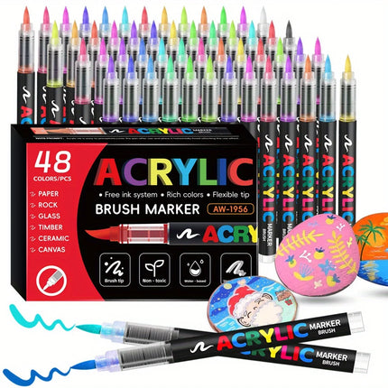 12/24/36/48Colors/set Acrylic Marker Pen Paint Brush Pen Painting Coloring Pen DIY Graffiti Art Making School and Office Supplie