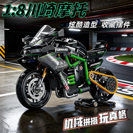 New MOC Motorcycle Building Blocks 1:8 Scale Technical Racing Motorbike Model Kit for Adults Gift