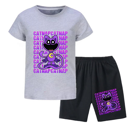 Smilings Critters Cat Outdoor Clothing Children Top Tracksuit for Girls Boutique Clothes for Trips Striped Children's Fashion
