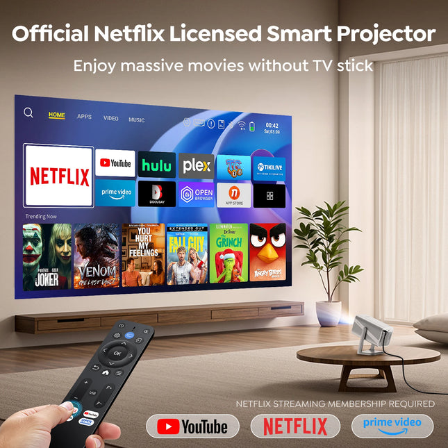 TOPTRO TP1 4K Projector 800ANSI Official Netflix Linux Native 1080P Auto Focus/Keystone WiFi6 BT5.2 Dolby Audio Home Theater