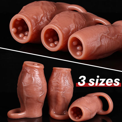 Thicken Cock Sleeve Lock Sperm Penis Ring Adult Men Sex Toy Enlarged and Soft Silicone Dick Sleeve Enlargement Sexy Toy Male 18+