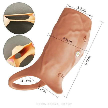 Vibrating Penis Sleeve Cock Ring G Spot Stimulate Sex Toys for Men 10 Vibration Modes Erection Trainer Delay Ejaculation Sex Toy