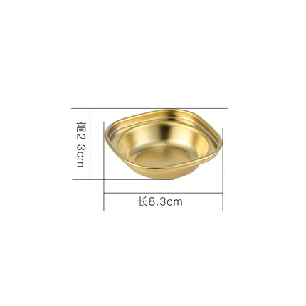 304 Stainless Steel Korean-style Dinner Plate, Gold Dipping Plate Sauce Plate, Barbecue Tableware Multi-functional Tableware