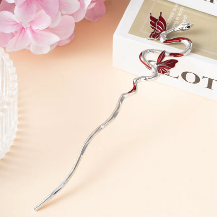 Serpentine U-Shaped Hair Stick Hairpin Snake Butterfly Tassel Hair Stick New Coiled Hair Alloy Women Jewelry Hair Accessories