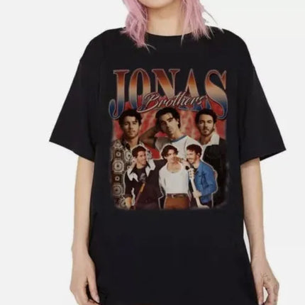 Vintage 90s Jonas Brothers Fan Tee Shirt, Jonas Five Albums One Night Tour Shirt   Men's and women's same four-season pure