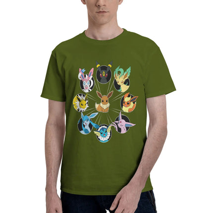 Bandai Pokemon   Eevee Evolution Circle Men's T-Shirt Clothes  Cool Tee Shirt Short Sleeve fugees 100% Cotton