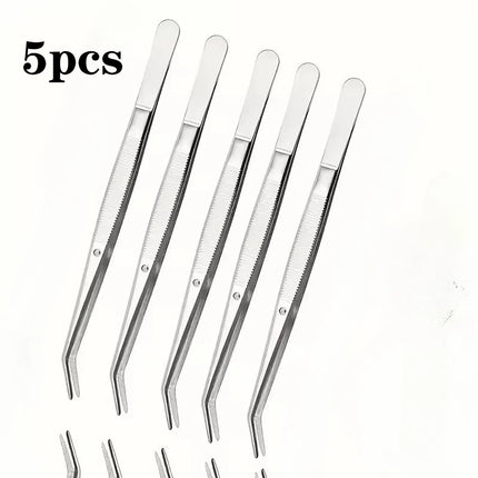 1/2/5pcs Stainless Steel Multi-Purpose Tweezers Perfect For Nail Art, Dental Crystals Cotton Picking,Dental Oral Mirror Care Kit