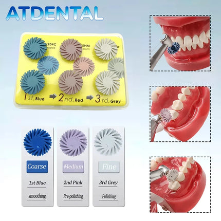 Dental Rubber Polisher Kit with Spiral Flex Brush for Composite Resin Polishing