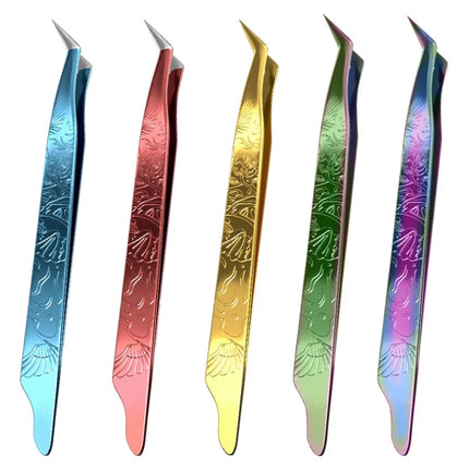 1PC  False Lashes Eyelashes Extension Tweezers 5 colors volume fans Pliers Nail Clips non-slip Professional Beauty make up Tools