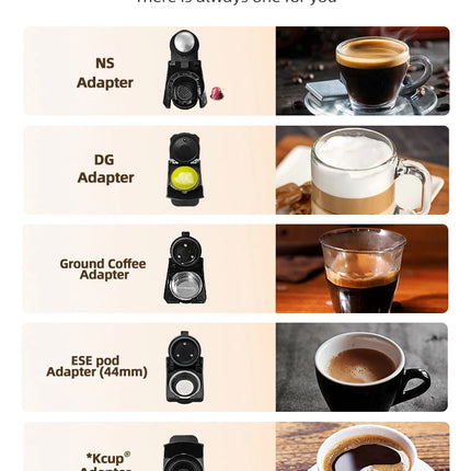 HiBREW 5 in 1 Multiple Capsule Coffee Machine Hot/Cold DG Cappuccino Nes Small Capsule ESE Pod Ground Coffee Cafeteria 20Bar H2B