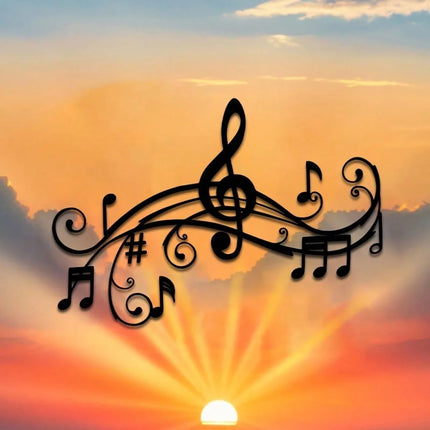 Art Deco Iron Wall Art, Musical Notes Wall Sculpture Indoor Outdoor Decor, 15.74x10.87 Inch Durable Gift