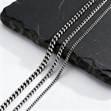 Vintage Punk Chain Necklace for Men Women,3/5/7mm Stainless Steel Cuban Chain Collars,Classic Metal Jewelry Gift for Him