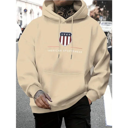 2025 Men's Hoodie Warm Men's Sweatshirt Fashion Street Casual Men's Loose Cool 1949 Printed Pullover  Hoodie