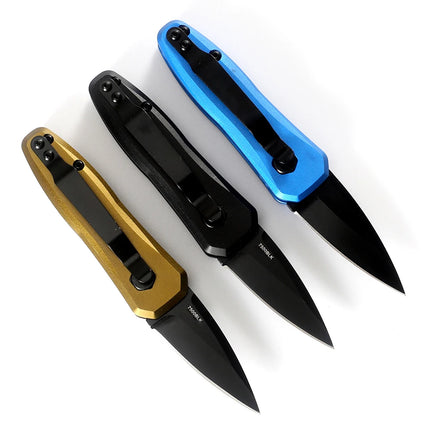 7500 folding pocket knife 1.9 inch black 8CR13 blade, aluminum handle camping hunting fishing outdoor tool EDC