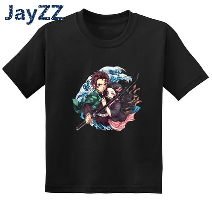 Children's Demon Slayer Anime Cartoon T-Shirt Fun Kids' Clothing Baby Boys and Girls Summer Fashion T-Shirt