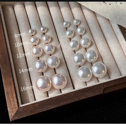 French Simple Pearl Silver Needle Earrings for Women Exquisite Imitation Pearl Elegant Stud Earrings Wedding Party Jewelry