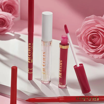 Matte Lip Gloss & Lipliner Pen Set Makeup Women Gift 24h Long-lasting Waterproof Non Stick Cup Mirror Lipstick Sexy Lips Makeup