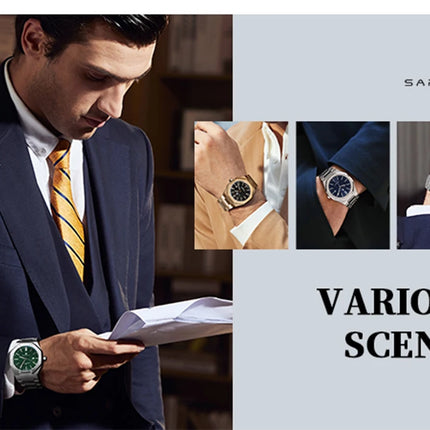 SAPPHERO Luxury Men's Watches Date Display Stainless Steel Watch Strap Men's Gifts Travel Essentials Waterproof Wristwatch
