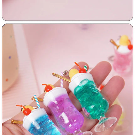 New Simulation Ice Cream Cup Model Key Chain Pendant Cute Ice Dream Cup Pendant Key Ring Party Gift Jewelry