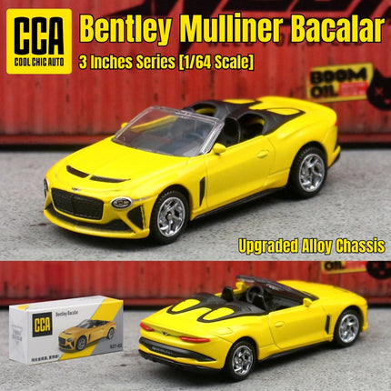 1/64 Bentley Mulliner Bacalar Miniature Model CCA 1:64 3" Zinc Alloy Toy Car Vehicle Free Wheels Diecast Collection Gift For Kid