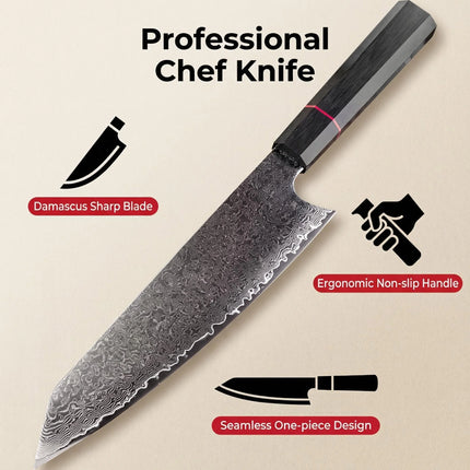 Professional Damascus Knife Cleaver Meat Slicing Fruit Fish BBQ Boning Knife G10 Handle Damascus Steel Kitchen Knives Chef Knife
