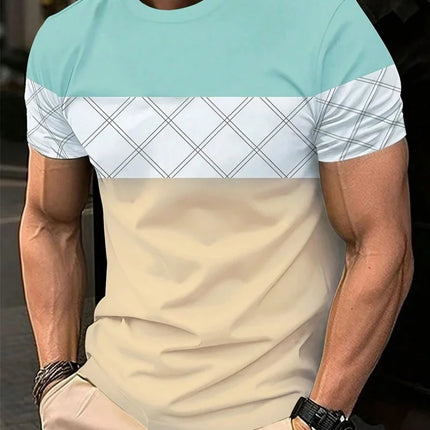 Summer men's casual sports loose oversized simple letter pattern printed round neck short sleeved T-shirt top