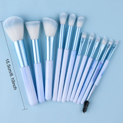 12PCS Blue Makeup Brushes Set Soft Fluffy Detail Concealer Blush Loose Powder Eyeshadow Highlighter Foundation Women Beauty Tool