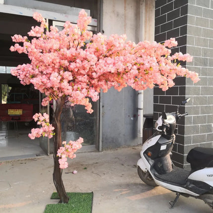 Simulation cherry tree double layer blooming cherry large plant cafe hotel shopping mall floor decoration props fake tree