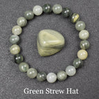 25 Green Strew Hat / 17cm-6.7inch / 6mm beads