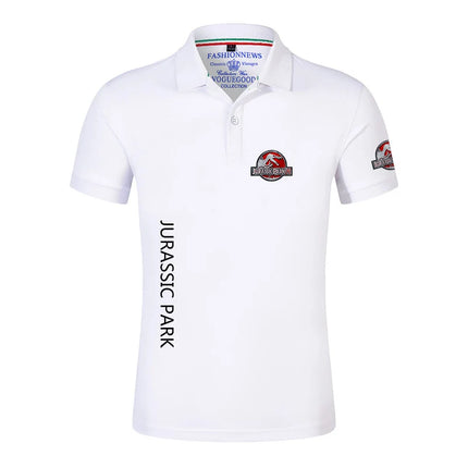 Jurassic Park Summer Casual Sports Ice Silk Quick-drying Breathable Lapel Collar Short-sleeved Solid Color Polo Shirt