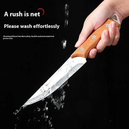 Stainless Steel Fillet Boning Knife Professional Chef's Kitchen Knife Forged Meat Cleaver Fish Slicing Knife Wooden Handle
