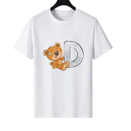 Letter Number Woman Family Round Neck Parent-child Clothing Loose Tops Unisex Comfort Y2k Short Sleeves T-Shirt Men Blouses